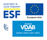 Logos van ESF, Vlaanderen, VDAB en Europa
