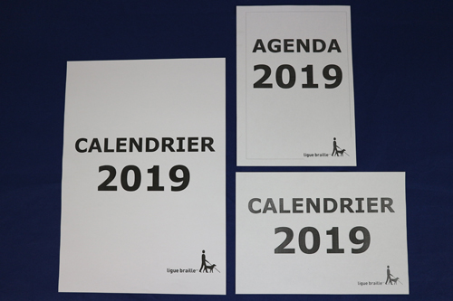 Calendriers et agenda 2019.