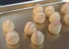 Close-up van witte pralines.